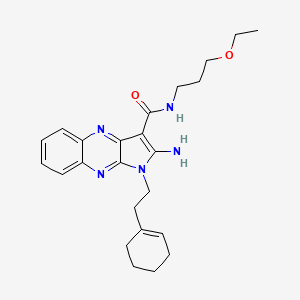 molecular formula C24H31N5O2 B2456727 2-氨基-1-(2-(环己-1-烯-1-基)乙基)-N-(3-乙氧基丙基)-1H-吡咯并[2,3-b]喹喔啉-3-甲酰胺 CAS No. 587007-47-4