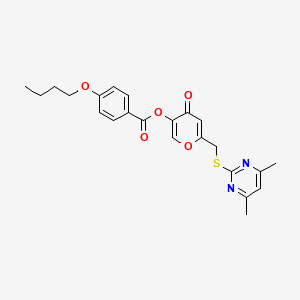 molecular formula C23H24N2O5S B2456728 6-(((4,6-dimethylpyrimidin-2-yl)thio)methyl)-4-oxo-4H-pyran-3-yl 4-butoxybenzoate CAS No. 877635-66-0