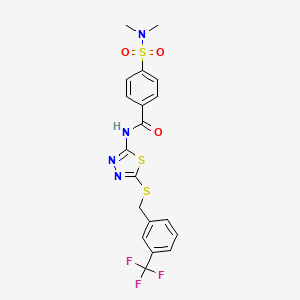 molecular formula C19H17F3N4O3S3 B2456735 4-(dimethylsulfamoyl)-N-[5-[[3-(trifluoromethyl)phenyl]methylsulfanyl]-1,3,4-thiadiazol-2-yl]benzamide CAS No. 392302-40-8