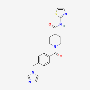 molecular formula C20H21N5O2S B2456739 1-(4-((1H-imidazol-1-yl)methyl)benzoyl)-N-(thiazol-2-yl)piperidine-4-carboxamide CAS No. 1235013-91-8