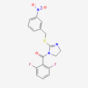 molecular formula C17H13F2N3O3S B2456752 (2,6-Difluorophenyl)-[2-[(3-nitrophenyl)methylsulfanyl]-4,5-dihydroimidazol-1-yl]methanone CAS No. 851808-72-5