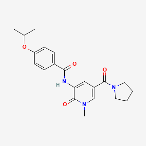 molecular formula C21H25N3O4 B2456755 4-isopropoxy-N-(1-methyl-2-oxo-5-(pyrrolidine-1-carbonyl)-1,2-dihydropyridin-3-yl)benzamide CAS No. 1207056-14-1
