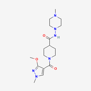 molecular formula C17H28N6O3 B2456757 1-(3-methoxy-1-methyl-1H-pyrazole-4-carbonyl)-N-(4-methylpiperazin-1-yl)piperidine-4-carboxamide CAS No. 1226438-31-8