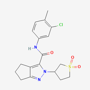 molecular formula C18H20ClN3O3S B2456762 N-(3-chloro-4-methylphenyl)-2-(1,1-dioxidotetrahydrothiophen-3-yl)-2,4,5,6-tetrahydrocyclopenta[c]pyrazole-3-carboxamide CAS No. 2320145-21-7