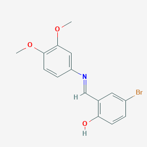 molecular formula C15H14BrNO3 B2456763 4-bromo-2-{(E)-[(3,4-dimethoxyphenyl)imino]methyl}phenol CAS No. 330593-57-2