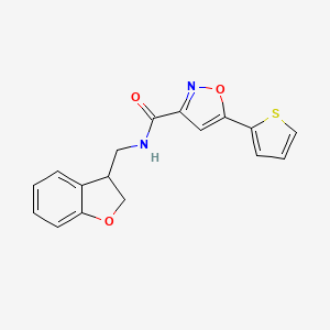 molecular formula C17H14N2O3S B2456765 N-((2,3-dihydrobenzofuran-3-yl)methyl)-5-(thiophen-2-yl)isoxazole-3-carboxamide CAS No. 2176338-49-9