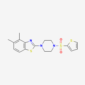 molecular formula C17H19N3O2S3 B2456769 4,5-Dimethyl-2-(4-(thiophen-2-ylsulfonyl)piperazin-1-yl)benzo[d]thiazole CAS No. 955742-67-3