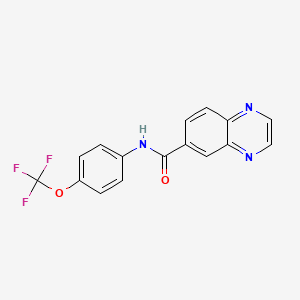 molecular formula C16H10F3N3O2 B2456772 N-[4-(三氟甲氧基)苯基]喹喔啉-6-甲酰胺 CAS No. 830352-53-9
