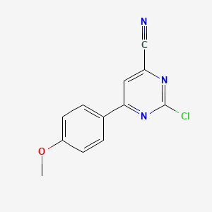 molecular formula C12H8ClN3O B2456794 2-Chloro-6-(4-methoxyphenyl)pyrimidine-4-carbonitrile CAS No. 380344-49-0