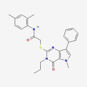 molecular formula C26H28N4O2S B2456799 N-(2,4-dimethylphenyl)-2-((5-methyl-4-oxo-7-phenyl-3-propyl-4,5-dihydro-3H-pyrrolo[3,2-d]pyrimidin-2-yl)thio)acetamide CAS No. 1115338-36-7