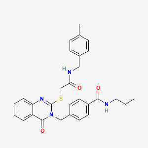 molecular formula C29H30N4O3S B2456804 4-((2-((2-((4-methylbenzyl)amino)-2-oxoethyl)thio)-4-oxoquinazolin-3(4H)-yl)methyl)-N-propylbenzamide CAS No. 1115360-09-2