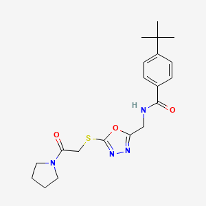 molecular formula C20H26N4O3S B2456808 4-tert-butyl-N-[[5-(2-oxo-2-pyrrolidin-1-ylethyl)sulfanyl-1,3,4-oxadiazol-2-yl]methyl]benzamide CAS No. 903345-42-6