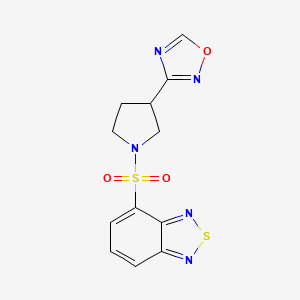 molecular formula C12H11N5O3S2 B2456814 3-(1-(Benzo[c][1,2,5]thiadiazol-4-ylsulfonyl)pyrrolidin-3-yl)-1,2,4-oxadiazole CAS No. 2034553-65-4