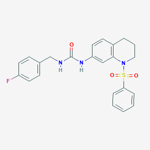 molecular formula C23H22FN3O3S B2456822 1-(4-Fluorobenzyl)-3-(1-(phenylsulfonyl)-1,2,3,4-tetrahydroquinolin-7-yl)urea CAS No. 1202993-28-9