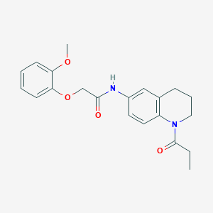 molecular formula C21H24N2O4 B2456831 2-(2-methoxyphenoxy)-N-(1-propionyl-1,2,3,4-tetrahydroquinolin-6-yl)acetamide CAS No. 953938-42-6