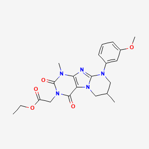 ethyl 2-(9-(3-methoxyphenyl)-1,7-dimethyl-2,4-dioxo-1,2,6,7,8,9-hexahydropyrimido[2,1-f]purin-3(4H)-yl)acetate