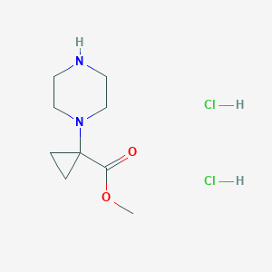 molecular formula C9H18Cl2N2O2 B2456836 Methyl 1-piperazin-1-ylcyclopropane-1-carboxylate;dihydrochloride CAS No. 2309467-03-4