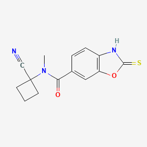 molecular formula C14H13N3O2S B2456838 N-(1-cyanocyclobutyl)-N-methyl-2-sulfanyl-1,3-benzoxazole-6-carboxamide CAS No. 1808661-78-0