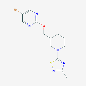 molecular formula C13H16BrN5OS B2456846 5-[3-[(5-Bromopyrimidin-2-yl)oxymethyl]piperidin-1-yl]-3-methyl-1,2,4-thiadiazole CAS No. 2380008-77-3