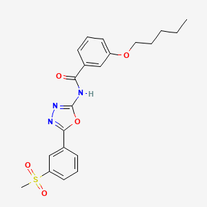molecular formula C21H23N3O5S B2456856 N-(5-(3-(甲基磺酰基)苯基)-1,3,4-恶二唑-2-基)-3-(戊氧基)苯甲酰胺 CAS No. 886930-33-2