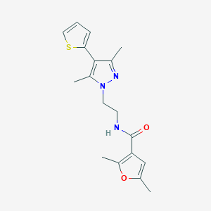 molecular formula C18H21N3O2S B2456863 N-(2-(3,5-二甲基-4-(噻吩-2-基)-1H-吡唑-1-基)乙基)-2,5-二甲基呋喃-3-甲酰胺 CAS No. 2034323-55-0