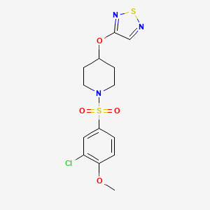 molecular formula C14H16ClN3O4S2 B2456873 1-(3-Chloro-4-methoxybenzenesulfonyl)-4-(1,2,5-thiadiazol-3-yloxy)piperidine CAS No. 2097897-73-7