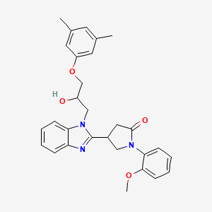 molecular formula C29H31N3O4 B2456877 4-{1-[3-(3,5-dimethylphenoxy)-2-hydroxypropyl]-1H-benzimidazol-2-yl}-1-(2-methoxyphenyl)pyrrolidin-2-one CAS No. 1111182-65-0
