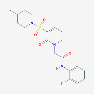 molecular formula C19H22FN3O4S B2456881 N-(2-fluorophenyl)-2-(3-((4-methylpiperidin-1-yl)sulfonyl)-2-oxopyridin-1(2H)-yl)acetamide CAS No. 1251568-75-8