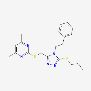 4,6-dimethyl-2-(((4-phenethyl-5-(propylthio)-4H-1,2,4-triazol-3-yl)methyl)thio)pyrimidine