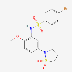 molecular formula C16H17BrN2O5S2 B2456905 4-bromo-N-(5-(1,1-dioxidoisothiazolidin-2-yl)-2-methoxyphenyl)benzenesulfonamide CAS No. 941944-34-9