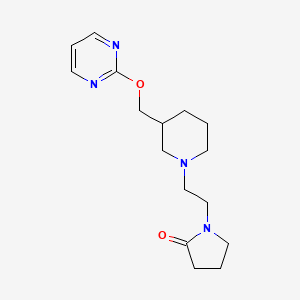 molecular formula C16H24N4O2 B2456920 1-[2-[3-(Pyrimidin-2-yloxymethyl)piperidin-1-yl]ethyl]pyrrolidin-2-one CAS No. 2415552-34-8