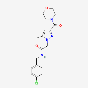 molecular formula C18H21ClN4O3 B2456949 N-(4-氯苄基)-2-(5-甲基-3-(吗啉-4-羰基)-1H-吡唑-1-基)乙酰胺 CAS No. 1173100-85-0