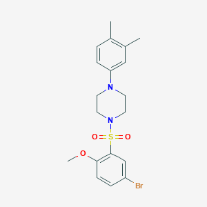 molecular formula C19H23BrN2O3S B245695 4-Bromo-2-{[4-(3,4-dimethylphenyl)-1-piperazinyl]sulfonyl}phenyl methyl ether 