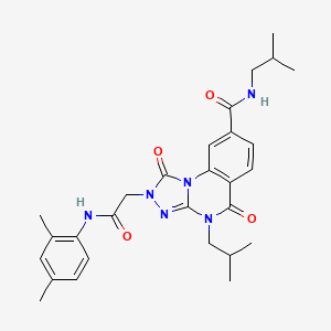molecular formula C28H34N6O4 B2456950 2-(2-((2,4-二甲苯基)氨基)-2-氧代乙基)-N,4-二异丁基-1,5-二氧代-1,2,4,5-四氢-[1,2,4]三唑并[4,3-a]喹唑啉-8-甲酰胺 CAS No. 1223900-66-0