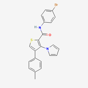 molecular formula C22H17BrN2OS B2456956 N-(4-bromophenyl)-4-(4-methylphenyl)-3-(1H-pyrrol-1-yl)thiophene-2-carboxamide CAS No. 1358376-26-7