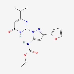 ethyl (3-(furan-2-yl)-1-(4-isopropyl-6-oxo-1,6-dihydropyrimidin-2-yl)-1H-pyrazol-5-yl)carbamate