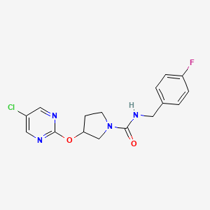 molecular formula C16H16ClFN4O2 B2456963 3-((5-chloropyrimidin-2-yl)oxy)-N-(4-fluorobenzyl)pyrrolidine-1-carboxamide CAS No. 2034364-39-9
