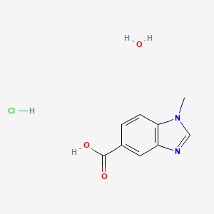molecular formula C9H11ClN2O3 B2456969 1-甲基-1H-苯并咪唑-5-羧酸盐酸盐水合物 CAS No. 2368828-83-3