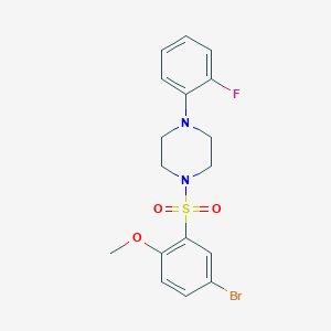 molecular formula C17H18BrFN2O3S B245697 1-[(5-Bromo-2-methoxyphenyl)sulfonyl]-4-(2-fluorophenyl)piperazine 