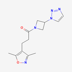 molecular formula C13H17N5O2 B2456971 1-(3-(1H-1,2,3-triazol-1-yl)azetidin-1-yl)-3-(3,5-dimethylisoxazol-4-yl)propan-1-one CAS No. 2034442-96-9