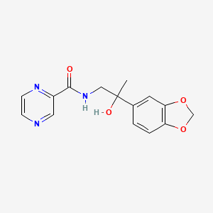 molecular formula C15H15N3O4 B2456973 N-(2-(benzo[d][1,3]dioxol-5-yl)-2-hydroxypropyl)pyrazine-2-carboxamide CAS No. 1396802-30-4