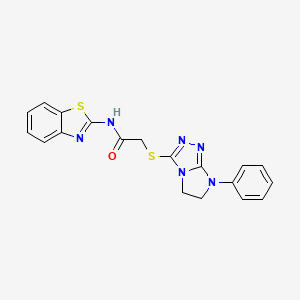molecular formula C19H16N6OS2 B2456978 N-(benzo[d]thiazol-2-yl)-2-((7-phenyl-6,7-dihydro-5H-imidazo[2,1-c][1,2,4]triazol-3-yl)thio)acetamide CAS No. 921557-36-0