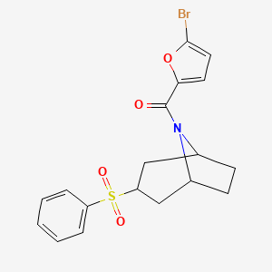 molecular formula C18H18BrNO4S B2457005 (5-bromofuran-2-yl)((1R,5S)-3-(phenylsulfonyl)-8-azabicyclo[3.2.1]octan-8-yl)methanone CAS No. 1448063-69-1