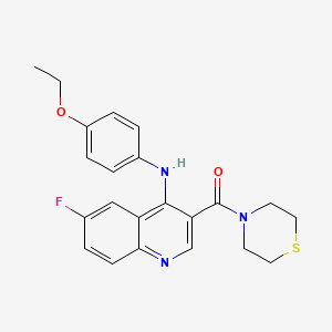 molecular formula C22H22FN3O2S B2457008 (4-((4-埃ток西苯基)氨基)-6-氟喹啉-3-基)(硫代吗啉)甲酮 CAS No. 1326828-26-5