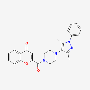 molecular formula C25H24N4O3 B2457010 2-(4-(3,5-dimethyl-1-phenyl-1H-pyrazol-4-yl)piperazine-1-carbonyl)-4H-chromen-4-one CAS No. 1251559-79-1