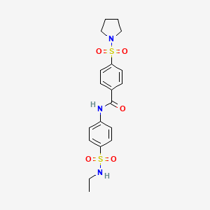molecular formula C19H23N3O5S2 B2457016 N-(4-(N-乙基磺酰胺基)苯基)-4-(吡咯烷-1-基磺酰基)苯甲酰胺 CAS No. 881932-60-1