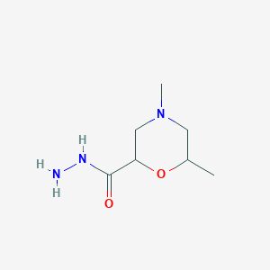 molecular formula C7H15N3O2 B2457018 4,6-Dimethylmorpholine-2-carbohydrazide CAS No. 1935213-04-9