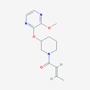 molecular formula C14H19N3O3 B2457021 (E)-1-(3-((3-methoxypyrazin-2-yl)oxy)piperidin-1-yl)but-2-en-1-one CAS No. 2035004-76-1
