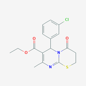 molecular formula C17H17ClN2O3S B2457024 ethyl 6-(3-chlorophenyl)-8-methyl-4-oxo-2H,3H,4H,6H-pyrimido[2,1-b][1,3]thiazine-7-carboxylate CAS No. 608494-17-3
