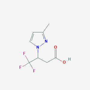 molecular formula C8H9F3N2O2 B2457029 4,4,4-Trifluoro-3-(3-methylpyrazol-1-yl)butanoic acid CAS No. 1342567-97-8